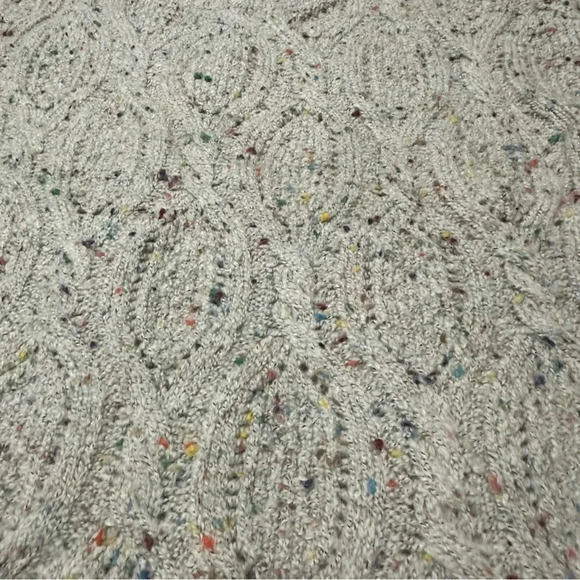 Anthropologie Moth M Cable Knit Tunic Sweater Bell Sleeve Light Gray Confetti - Picture 4 of 10